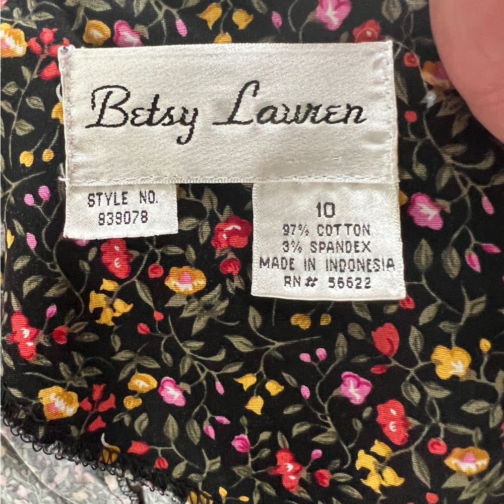 Vintage 90’s Betsy Lauren - ditsy floral print on black mini dress - size 10 - Picture 13 of 14